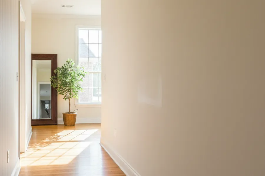 Smooth, freshly repaired and painted interior wall in a Texas home ready for use