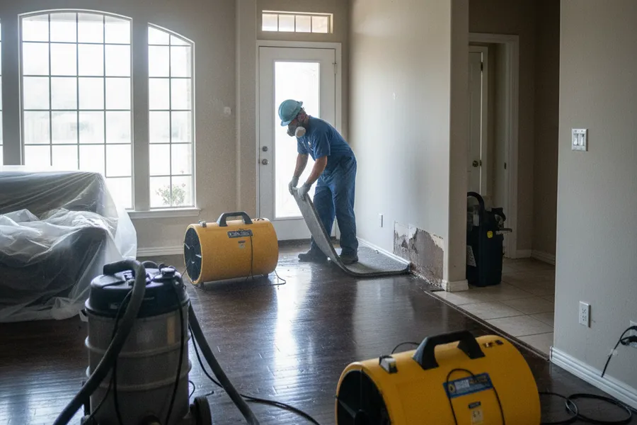 Responding to water damage in a Texas home