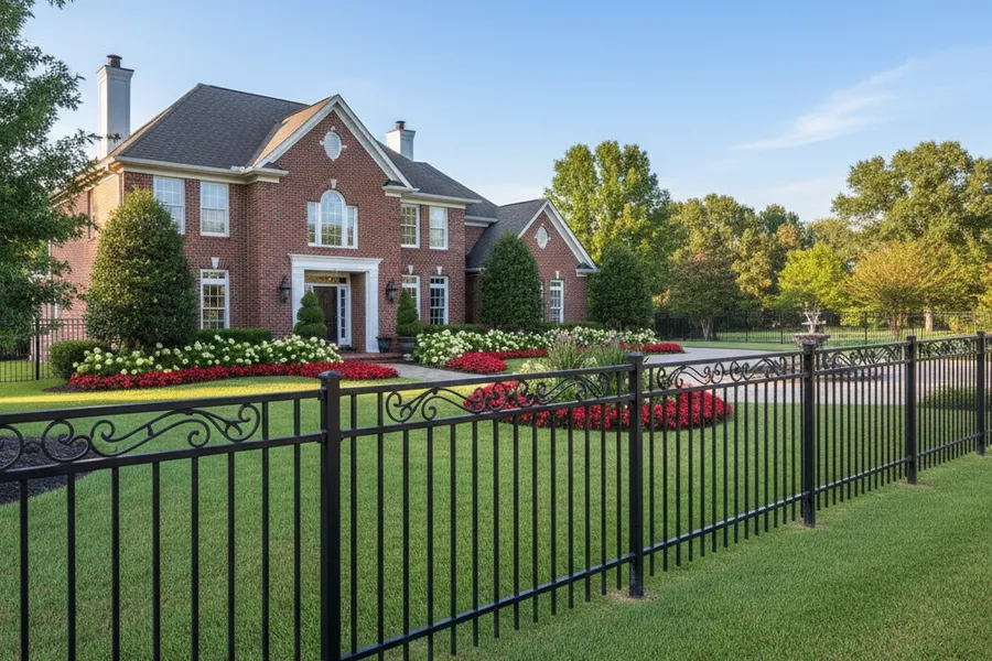 Ornamental metal fence installed at a Texas property